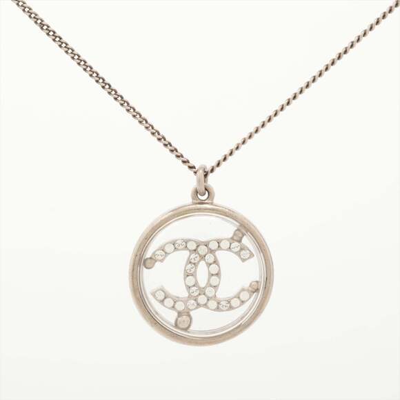 CHANEL Silver Logo Necklace